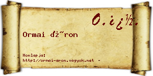 Ormai Áron névjegykártya